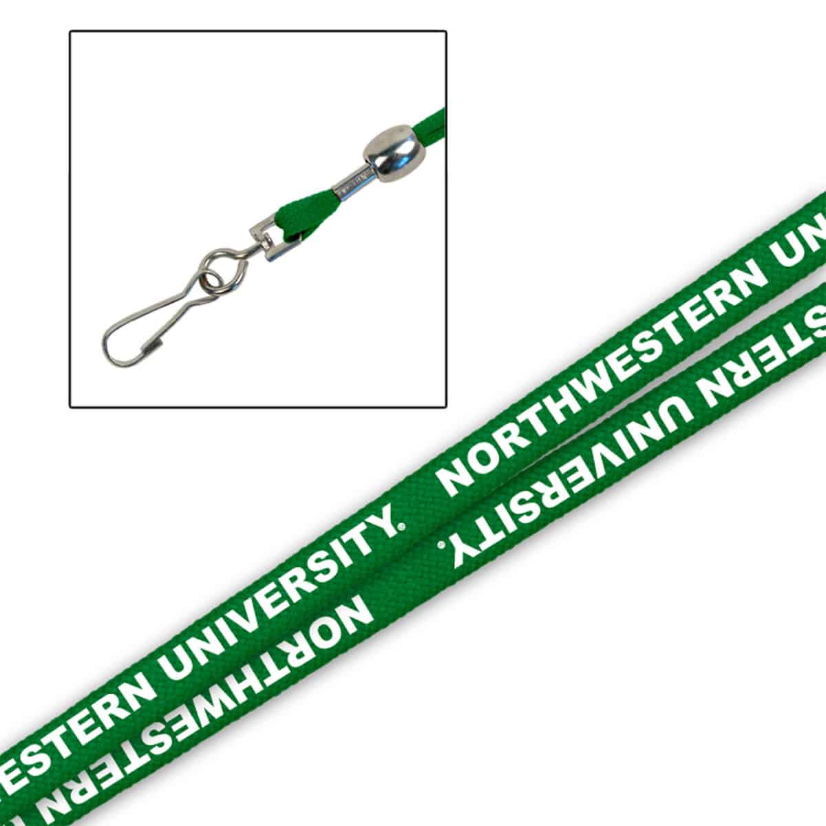 Northwestern Wildcats 5/8" Kelly Green Lanyard Printed with White "Northwestern University"