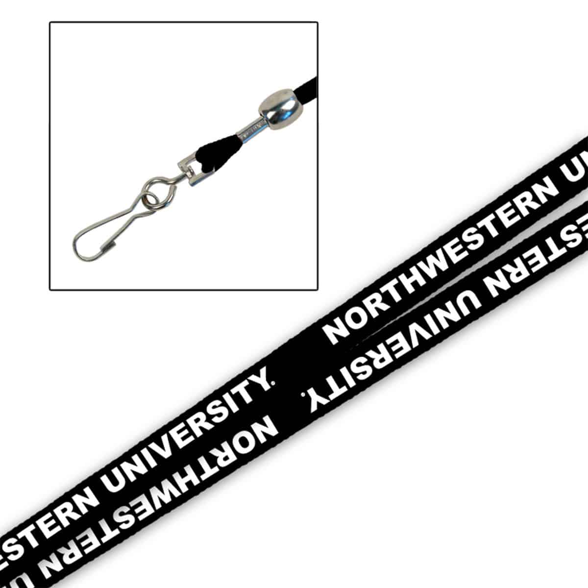 Northwestern Wildcats 5/8" Black Lanyard Printed with White "Northwestern University"