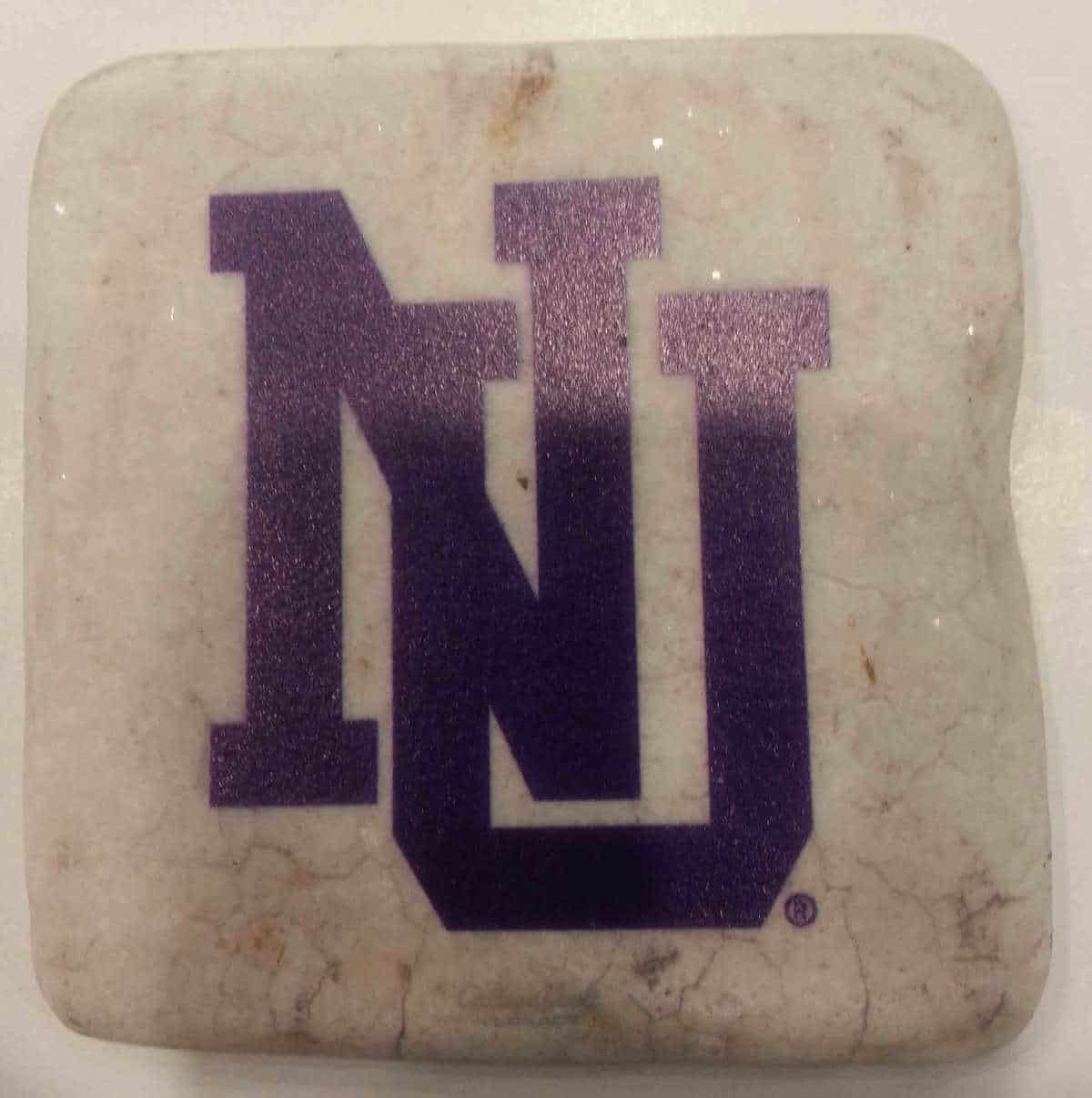 Northwestern Wildcats Tumbled Coaster with "Interlock NU" Design