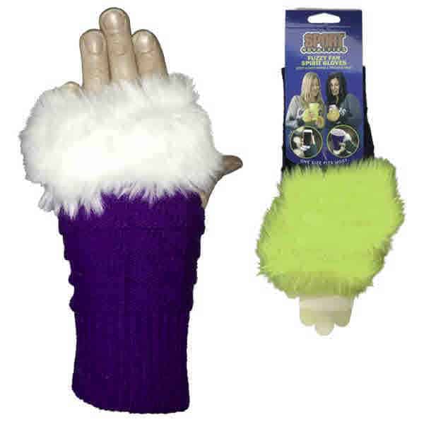 Purple/White Fuzzy Fan Spirit Gloves