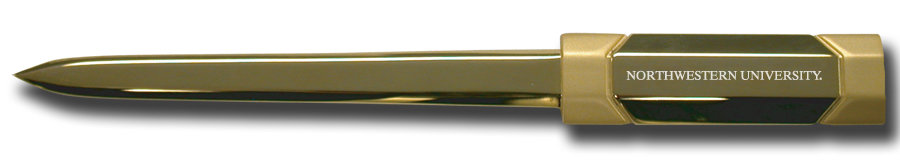 Northwestern Wildcats Laser Engraved Gold Letter opener with Northwestern University Design