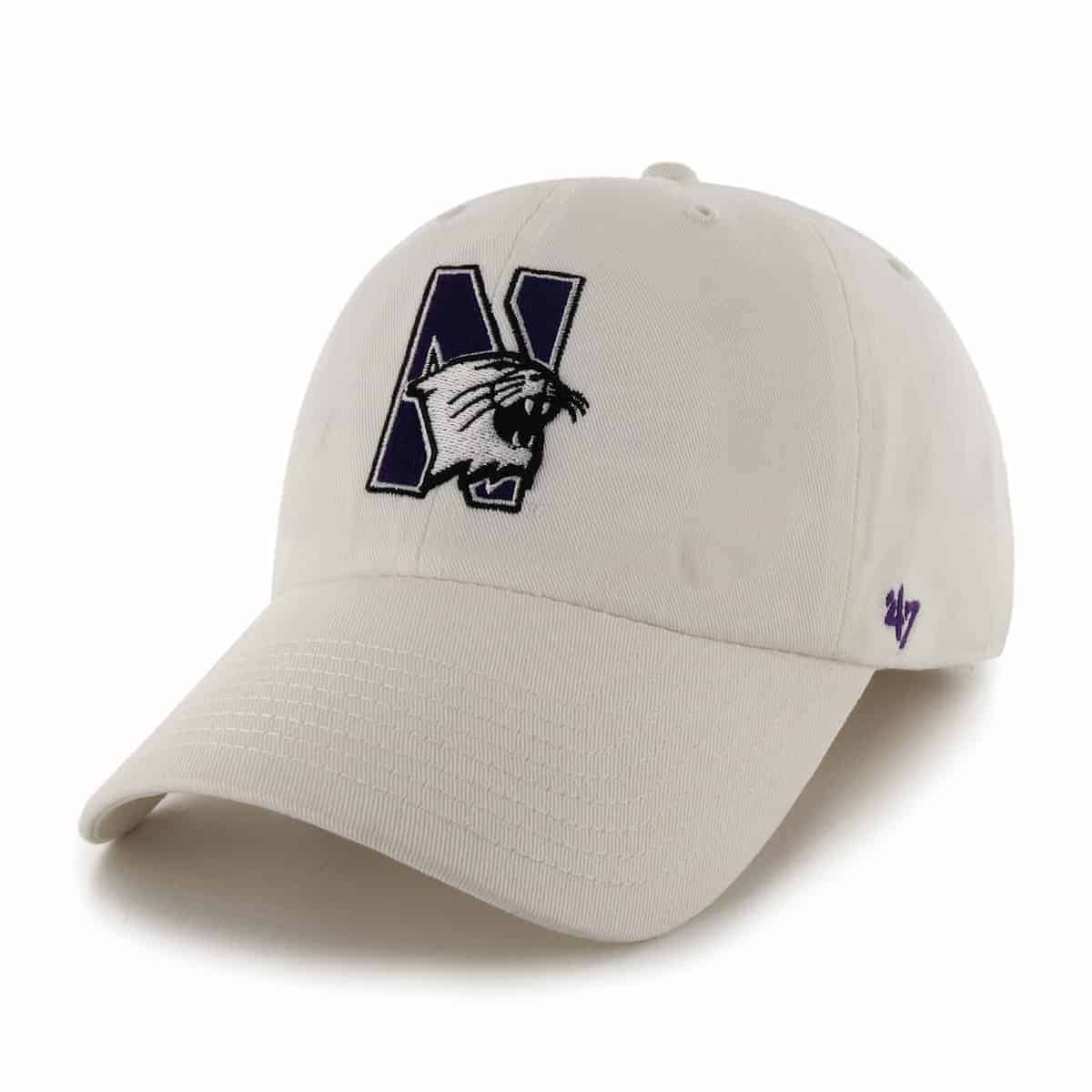 Northwestern Wildcats 47 Brand White Fitted Franchise Hat With N-Cat Design