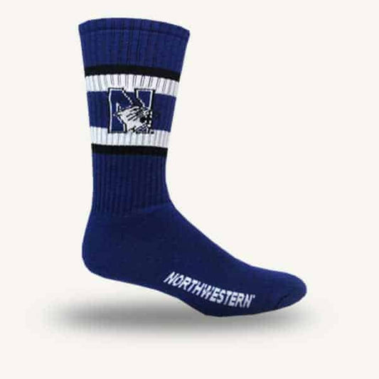 Northwestern University Wildcats Youth Purple Flat Knit Crew Socks