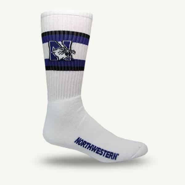 Northwestern University Wildcats Youth White Flat Knit Crew Socks