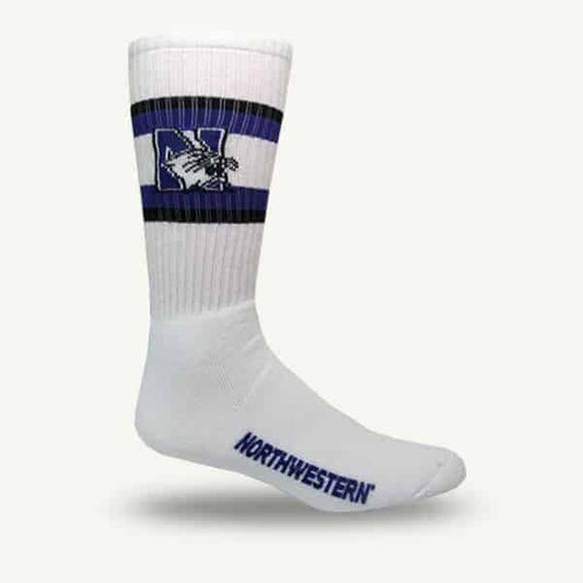 Northwestern University Wildcats Youth White Flat Knit Crew Socks