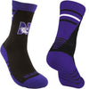 Northwestern University Wildcats Black/Purple Half Cushion Crew Socks with Arch Support and N-Cat Design
