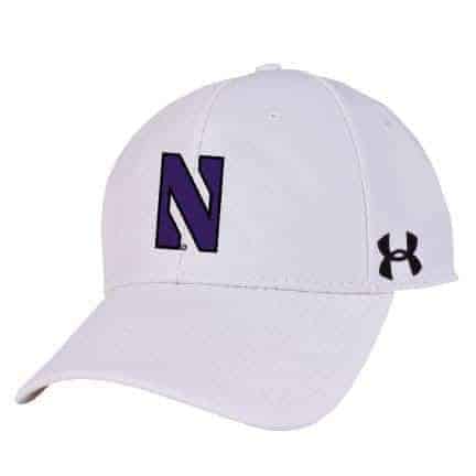 Northwestern University Wildcats Under Armour White Adjustable Velcro-back Hat with Stylized N Design