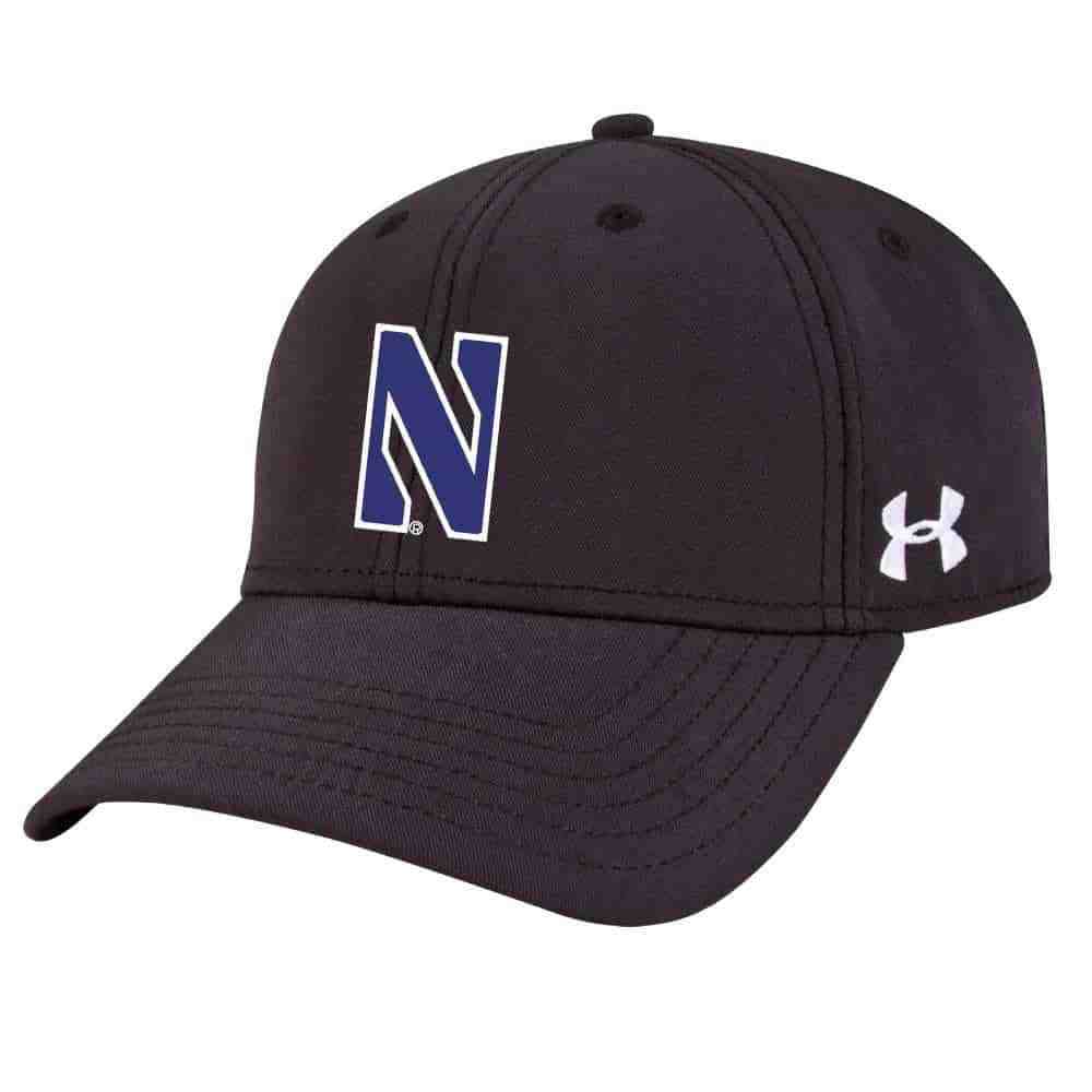 Northwestern University Wildcats Under Armour Black Adjustable Velcro-back Hat with Stylized N Design