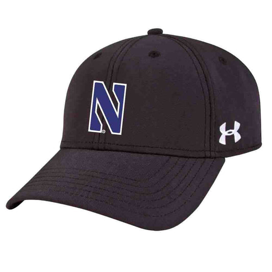 Northwestern University Wildcats Under Armour Black Adjustable Velcro-back Hat with Stylized N Design