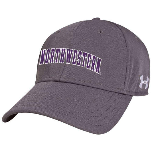 Northwestern Wildcats Under Armour Grey Adjustable Velcro-back Hat with Arched Northwestern Design