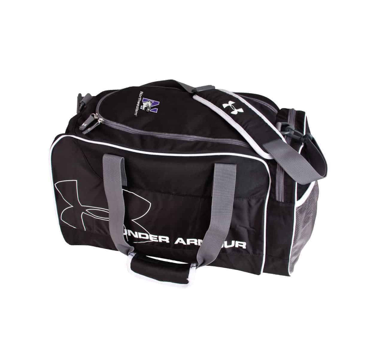 Northwestern University Wildcats Black Under Armour Dauntless Duffle Bag with N-Cat Design