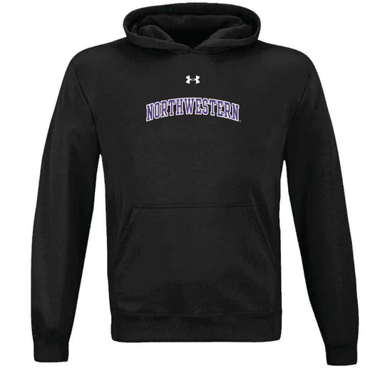 Northwestern University Wildcats Under Armour Black Fleece Hood with Printed Arched Northwestern Design