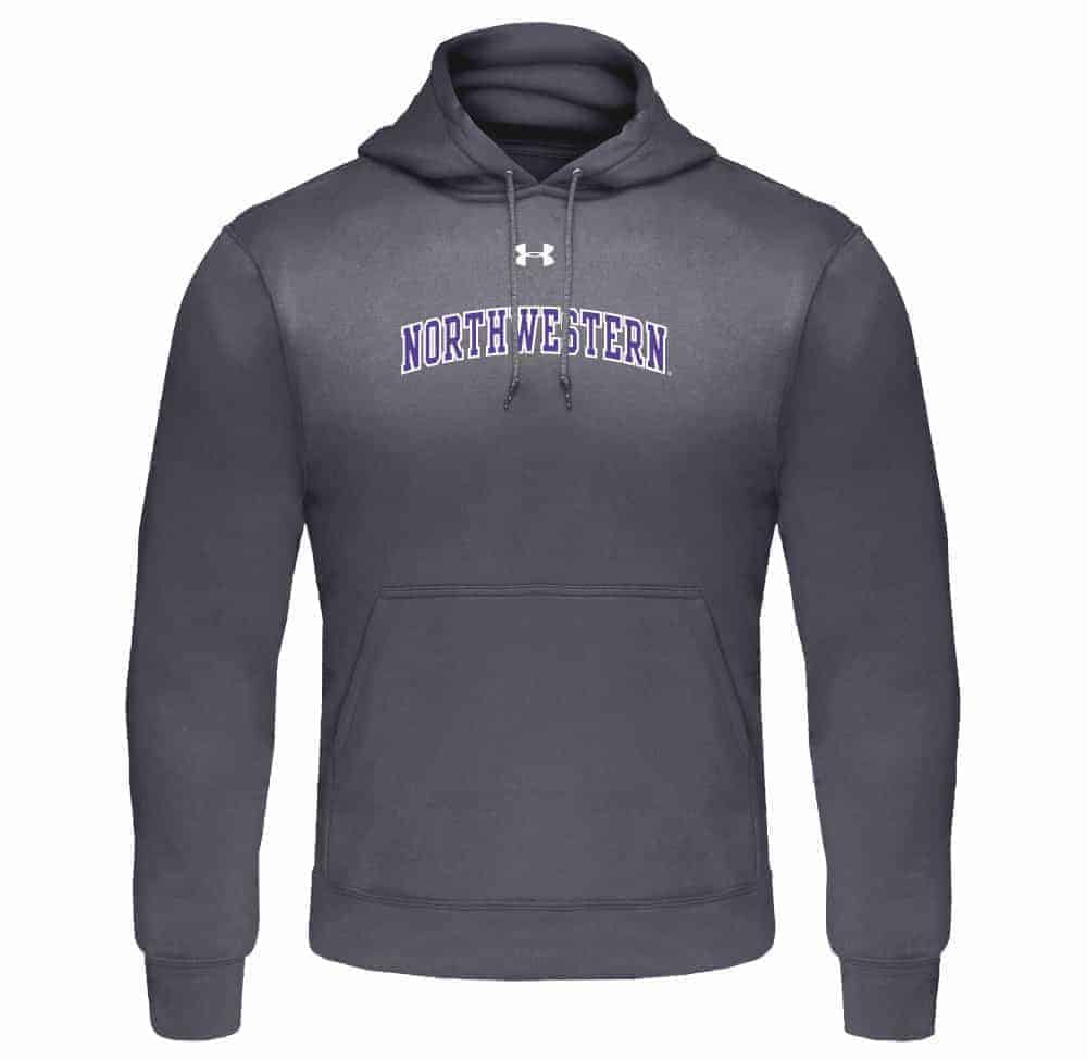 Northwestern Wildcats Under Armour Graphite Fleece Hood with Printed Arched Northwestern