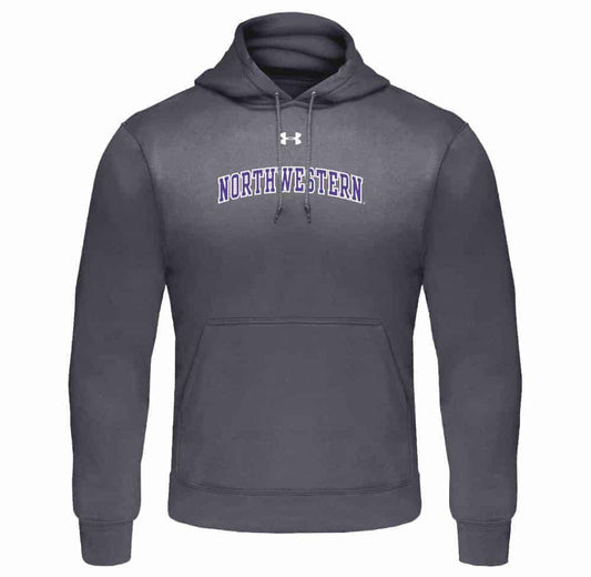 Northwestern Wildcats Under Armour Graphite Fleece Hood with Printed Arched Northwestern