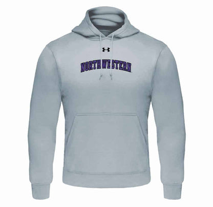 Northwestern University Wildcats Under Armour Silver Fleece Hood with Printed Arched Northwestern Design