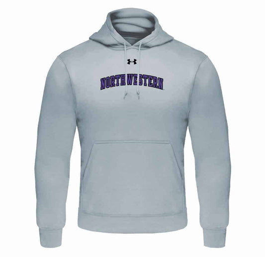 Northwestern Wildcats Under Armour Silver Fleece Hood with Printed Arched Northwestern