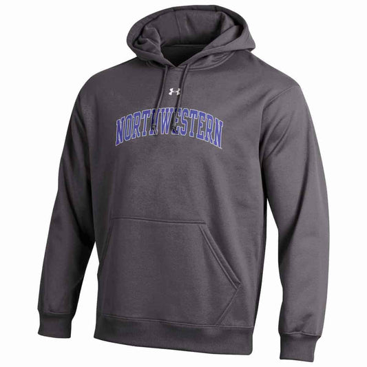 Northwestern Wildcats Under Armour Graphite Fleece Hood with Printed Arched Northwestern