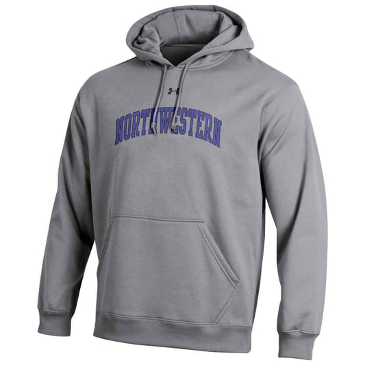 Northwestern Wildcats Under Armour Grey Fleece Hood with Printed Arched Northwestern