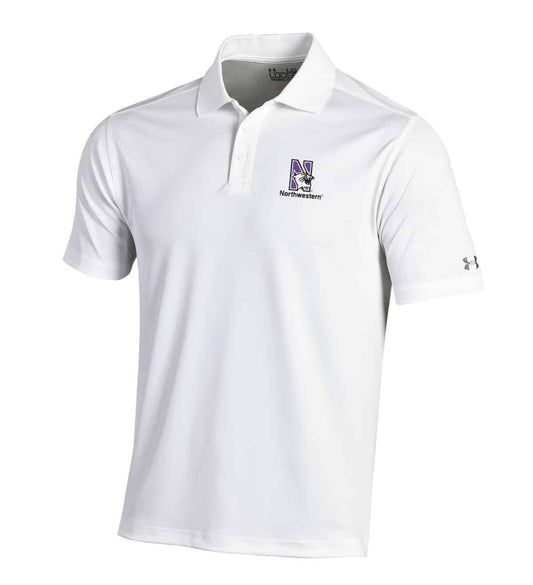 Northwestern University Wildcats Under Armour Ladies Solid White Polo Shirt with Left Chest N-Cat Northwestern Embroidery