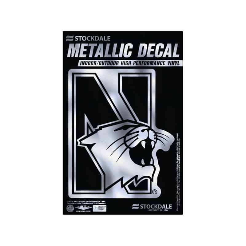 Northwestern University Wildcats Metallic Window Decals 2" x 3" with N-Cat Design