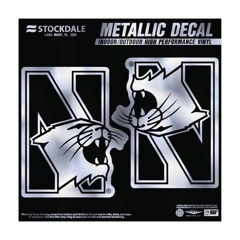 Northwestern University Wildcats Metallic Window Decals 2.75" x 4.25" with N-Cat Design