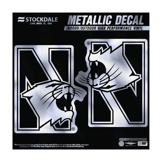 Northwestern University Wildcats Metallic Window Decals 2.75" x 4.25" with N-Cat Design