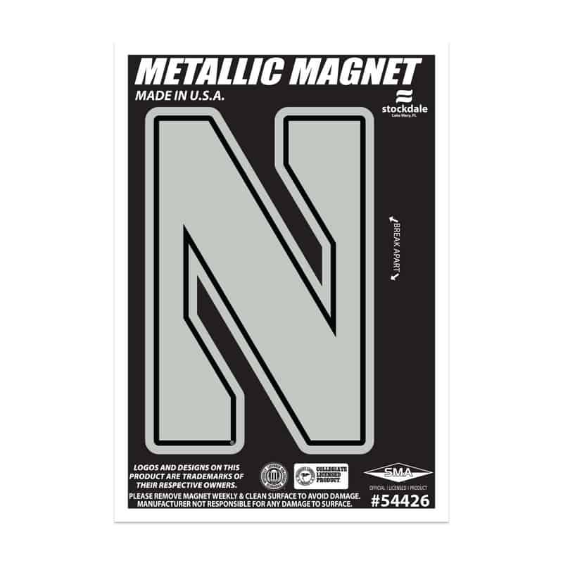 Northwestern Wildcats Indoor/Outdoor Flexible Metallic Magnet with Stylized N Design 2.5"X4"