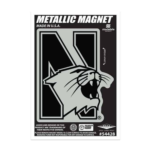 Northwestern Wildcats Indoor/Outdoor Flexible Metallic Magnet N-Cat Design 2.5"X4"