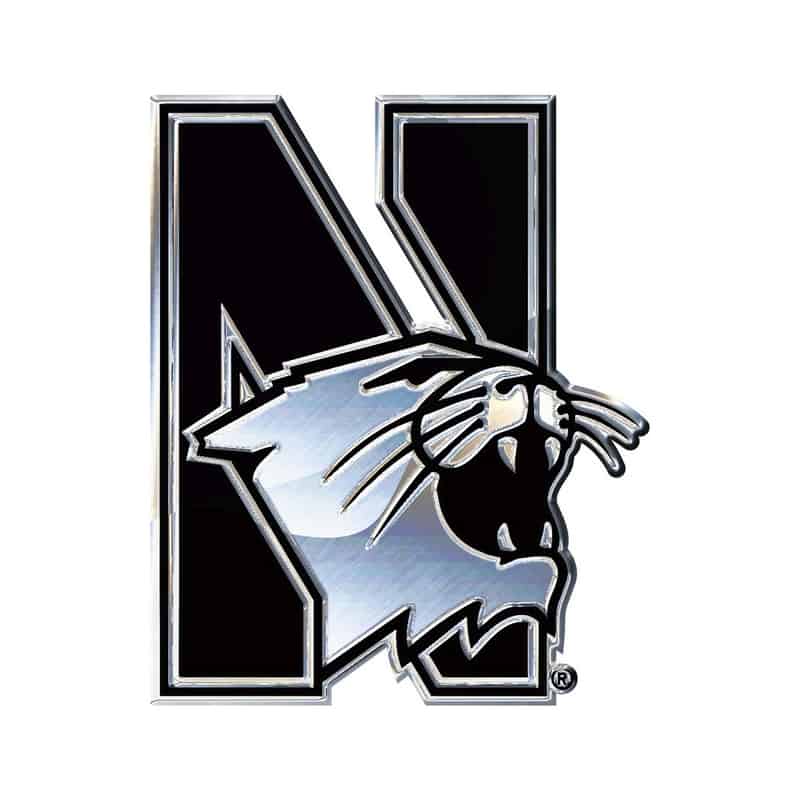 Northwestern Wildcats Chrome Free Form Auto Emblem with N-Cat Logo