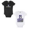 Northwestern University Wildcats Infant 2-Pack Bodysuit Onesie Set with Black N-Cat over Northwestern | White Wildcats Recruit