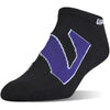 Northwestern University Wildcats Under Armour Black No Show Sock With Oversized Stylized N Design