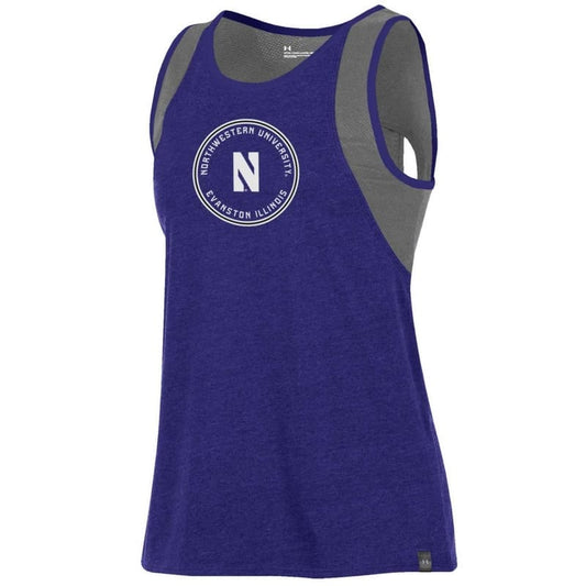 Northwestern University Wildcats Ladies Under Armour Purple Training Camp Performance Cotton Muscle Tank Top