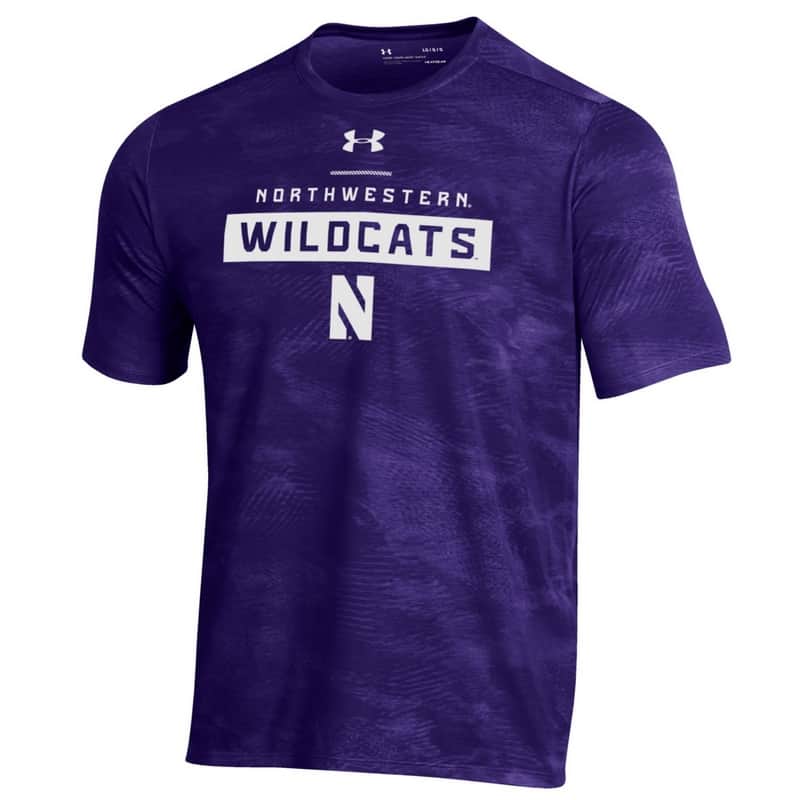 Northwestern University Wildcats Men’s Under Armour Purple Helix Wetprint Short Sleeve Tee