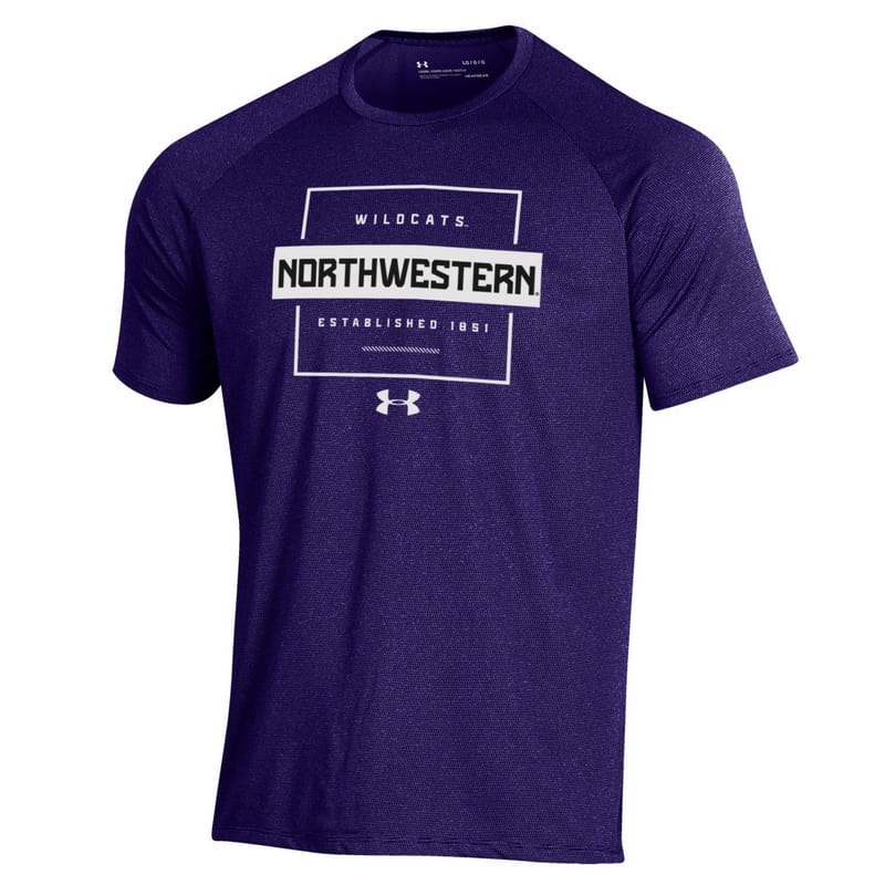 Northwestern University Wildcats Men’s Under Armour Purple Tech Novelty Short Sleeve Tee