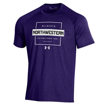 Northwestern University Wildcats Men’s Under Armour Purple Tech Novelty Short Sleeve Tee