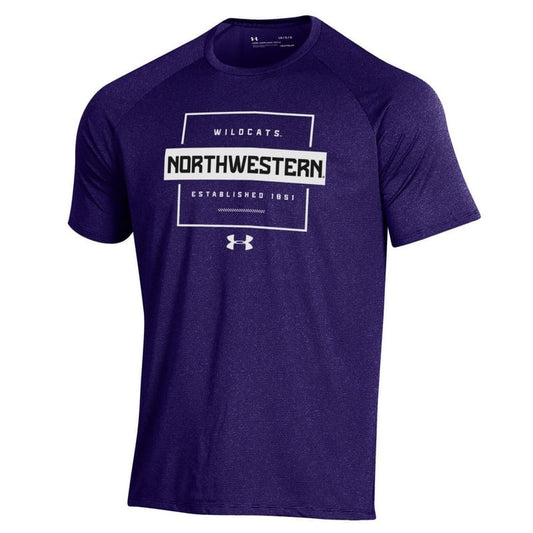 Northwestern University Wildcats Men’s Under Armour Purple Tech Novelty Short Sleeve Tee