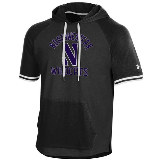 Northwestern University Wildcats Men's Under Armour Black Skybox Short Sleeve Hood