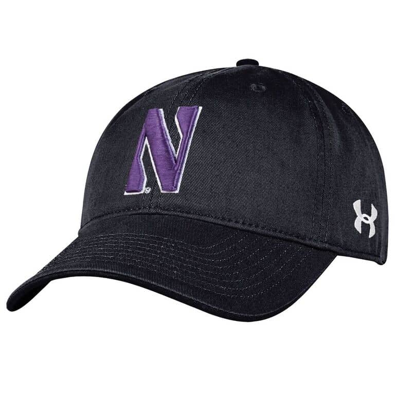 Northwestern University Wildcats Under Armour Adjustable Black Hat with Stylized Northwestern N Design