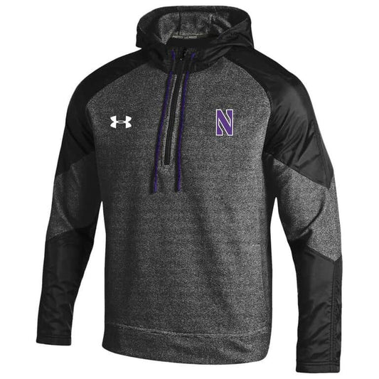 Northwestern University Wildcats Men’s Sideline Under Armour Men's CGI Superior Fleece Hooded 1/4 Zip Jacket