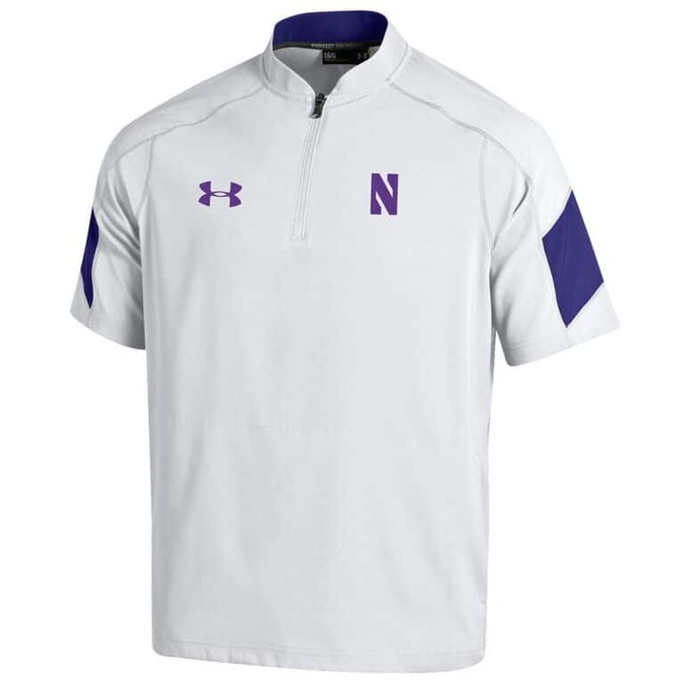 Northwestern University Wildcats Men’s Sideline Under Armour White Short Sleeve Mastermind Cage Jacket