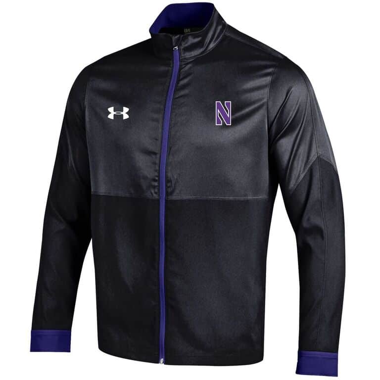 Northwestern University Wildcats Men’s Sideline Under Armour Mastermind Black Woven Full Zip Jacket