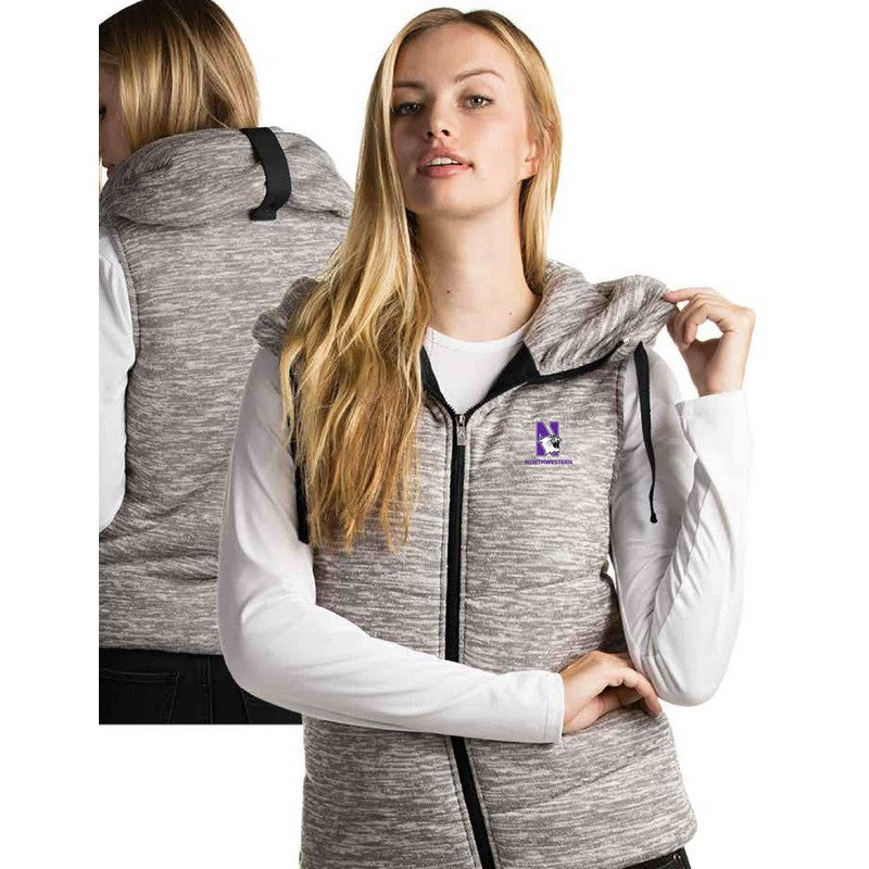 Northwestern University Wildcats Women's Antigua Shutout Full Zip Hooded Vest Jacket