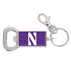 Northwestern Wildcats Purple Rectangle Bottle Opener Key Chain with N-Cat Design