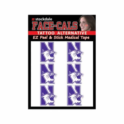 Northwestern Wildcats Peel & Stick Face Cals with N-Cat Design Pack of 6