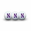 Northwestern Wildcats 3 Golf Balls In Clamshell with Stylized N Design