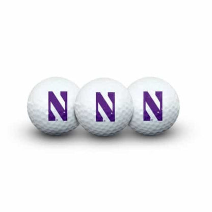 Northwestern Wildcats 3 Golf Balls In Clamshell with Stylized N Design