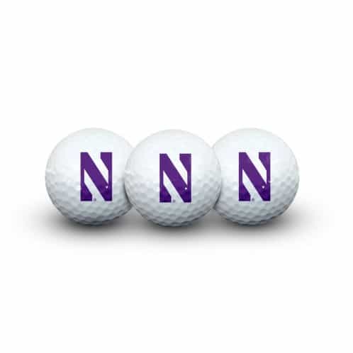 Northwestern Wildcats 3 Golf Balls In Clamshell with Stylized N Design