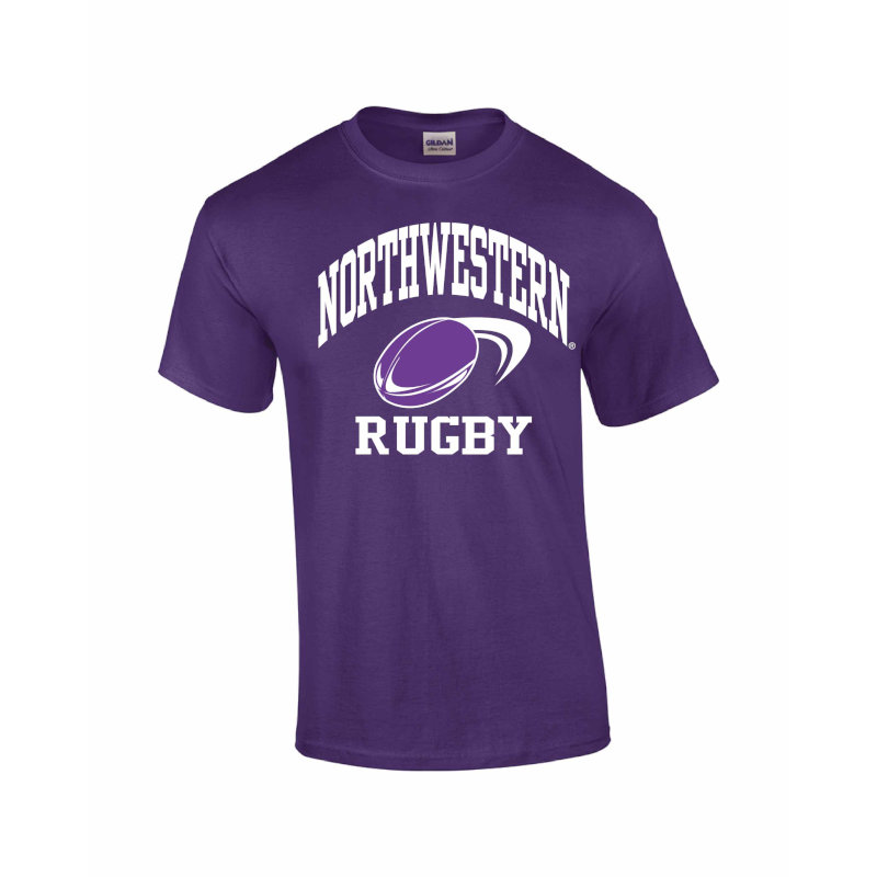 Northwestern Wildcats Youth Purple Short Sleeve Tee Shirt with Rugby Design