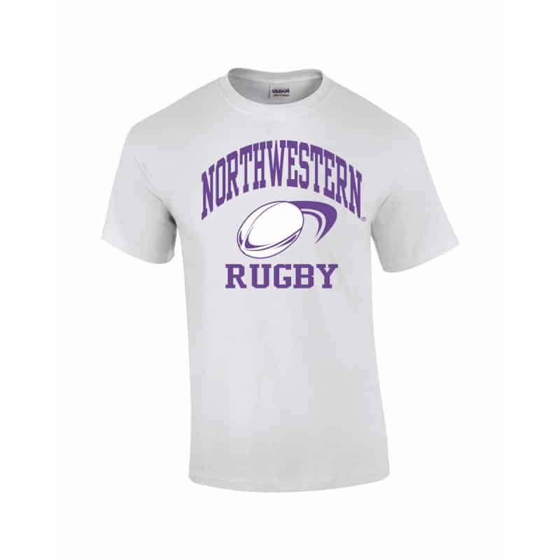 Northwestern Wildcats Youth White Short Sleeve Tee Shirt with Rugby Design