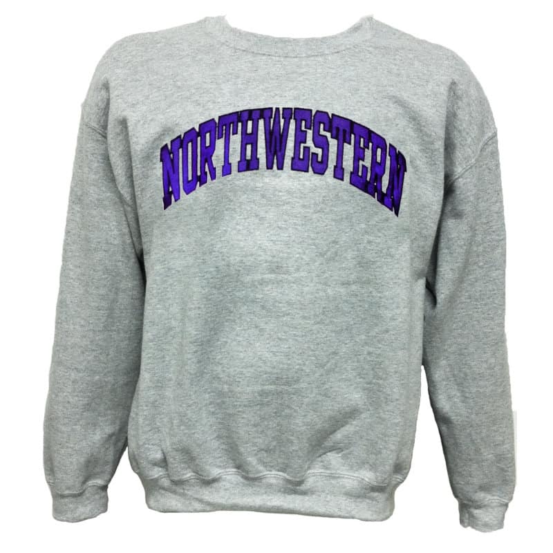 Northwestern Wildcats Dark Grey Crewneck Sweatshirt with Full Chest ...